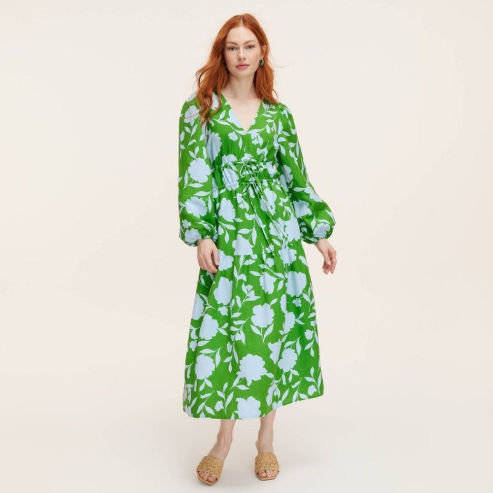 Floral Green and White Maxi Dress